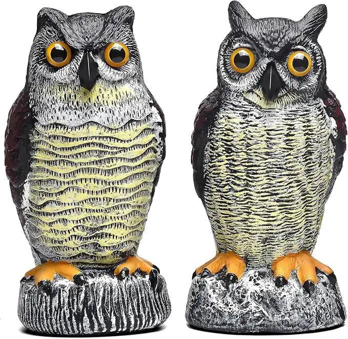 2 Packs Fake Plastic Owl Statue, Multicolor Garden Owl Statue, Plastic Statue for House, Garden, Pool, Yard. by GreenHaven Gardens