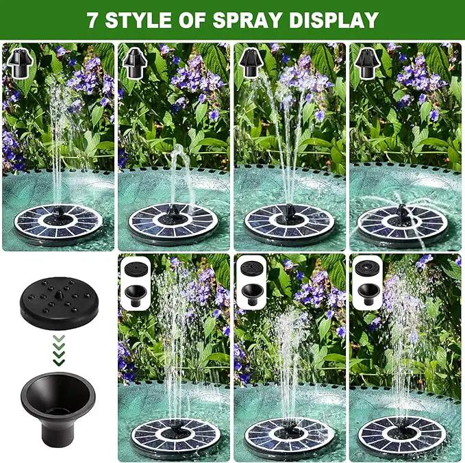 Solar Fountain Pump with 2000 mAh Battery Backup Works in Shade, 3.5 W Glass Solar Powered Water Fountain with 7 Nozzles, Floating Solar Fountain for BirdBath, Garden, Outdoor, Patio-White by GreenHaven Gardens