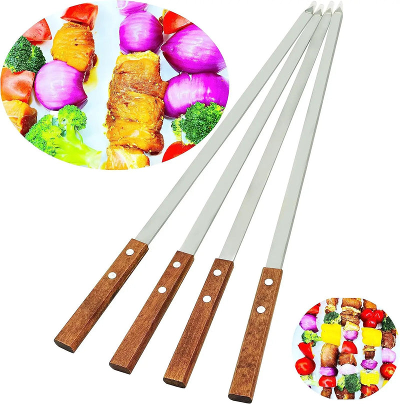 23.6 Inch Skewers for Kabobs 0.62 Inch Wide Kebab Skewer 8 Pack Reusable Metal Skewers for Grilling Long Kebab Stick Large Size Heavy Duty Kabob Sticks BBQ Skewer Set Stainless Steel. by GreenHaven Gardens