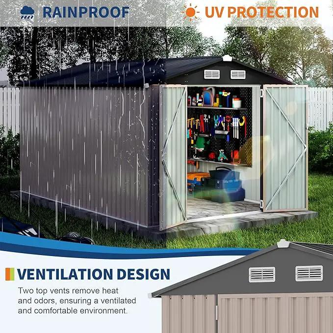 8x12 FT Metal Storage Sheds Outdoor, Metal Yard Sheds Garden Shed Kit, Metals Tool Shed with Lockable Door, Metals UtilityShed Buildings with Air Vent for Backyard Garden Patio Lawn by GreenHaven Gardens