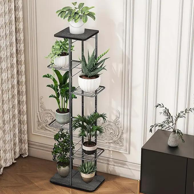 Simple Trending Plant Stand Shelf Indoor Outdoor Waterproof, 6 Tier 7 Potted Heavy Duty Metal Tall Flower Holder for Multiple Corner Display by GreenHaven Gardens