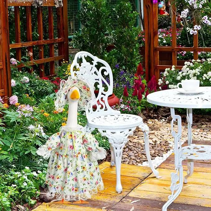 Spring Floral Goose Outfit Lawn Porch Goose Clothes 23" Lolita Spring Outdoor Patio Yard Lawn Art Decoration by GreenHaven Gardens