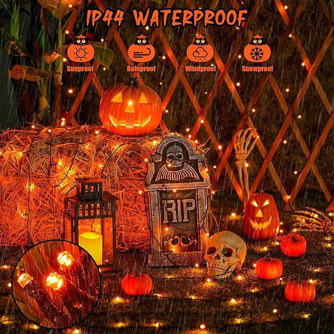 JMEXSUSS 2 Pack Orange Solar Halloween Lights, Total 400 LED 151FT Solar String Lights Outdoor Waterproof, 8 Modes Halloween Lights for Outside Tree Patio Yard Garden Halloween Decorations by GreenHaven Gardens