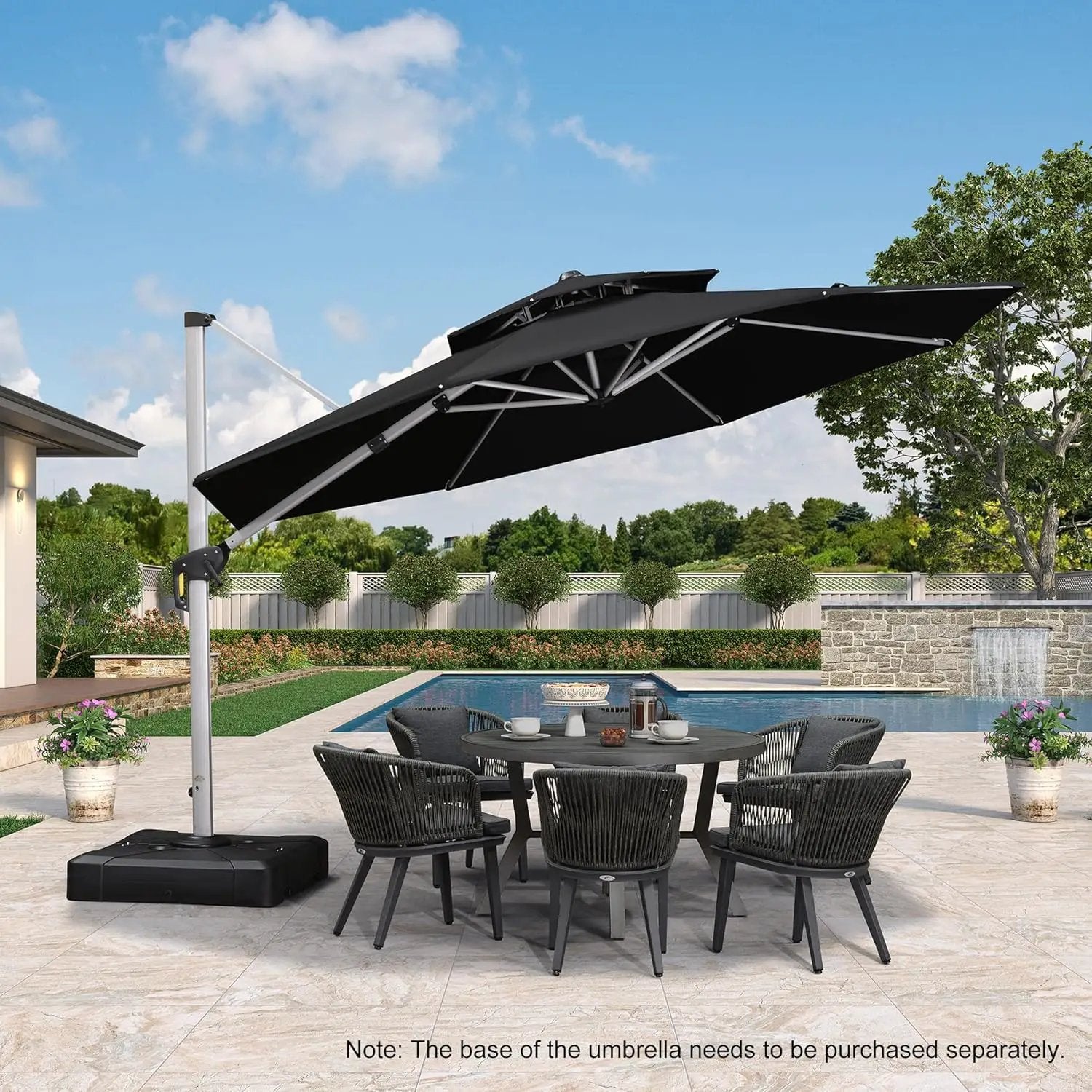 PURPLE LEAF 12 Feet Double Top Round Deluxe Patio Umbrella Offset Hanging Umbrella Outdoor Market Umbrella Garden Umbrella, Black by GreenHaven Gardens