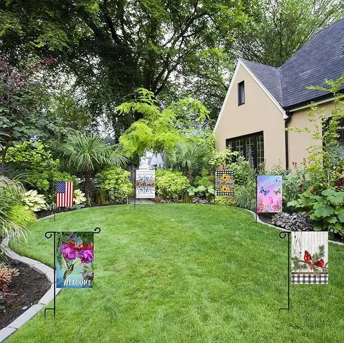 Garden Flag Stand Holder 10 Pack Garden Flag holder for 12 x 18 Inches Flags with Anti-Wind Clip for Outdoor Garden Yard Lawn by GreenHaven Gardens