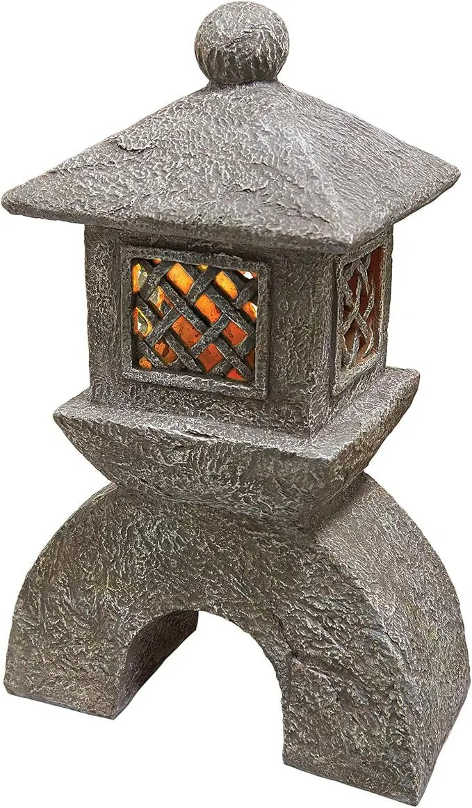 Design Toscano AL58699 Illuminated Pagoda Lantern Statue,greystone by GreenHaven Gardens
