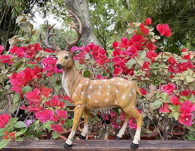 XTAPAN Resin Sika Standing Deer Statue Garden Animals Decorations Outdoor Sculpture Yard Art Decor Lawn Ornaments Clearance Patio Decoration Figurine Christmas Home Decorations by GreenHaven Gardens