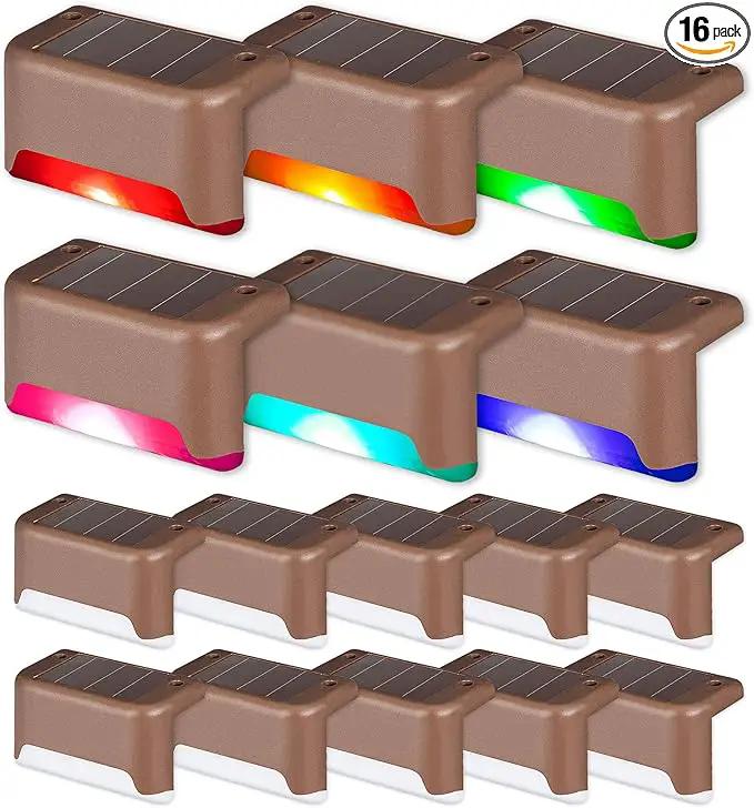 GIGALUMI 16 Pack Color Changing Solar Deck Lights Outdoor Waterproof for Outdoor Stair, Step, Fence, Patio and Yard. by GreenHaven Gardens