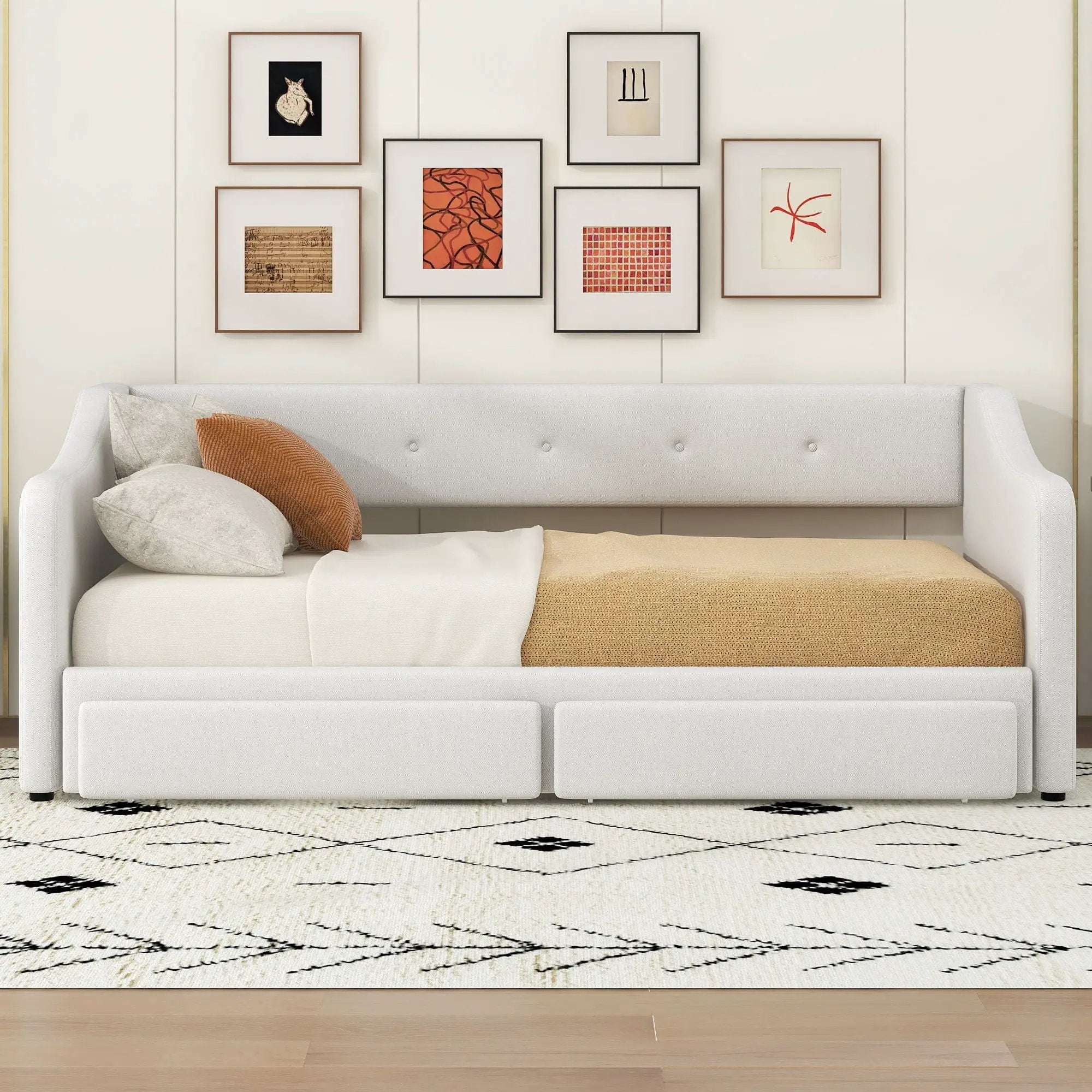 Upholstered Daybed With 2 Drawers by Unique Piece Furniture