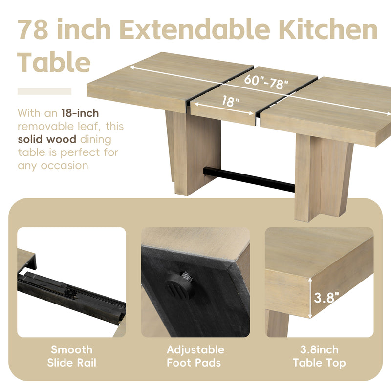 TOPMAX Farmhouse Extendable Wood Dining Table Set for 6 by HouseOfZazla
