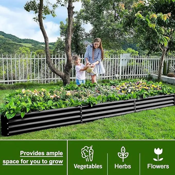 Land Guard 12×4×1ft Galvanized Raised Garden Bed Kit for Vegetables 2 Pack, Galvanized Super Large Metal Planter Raised Garden Boxes Outdoor (Gray) by GreenHaven Gardens
