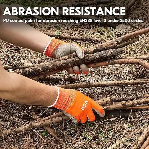 Vgo... 15-Pairs Safety Work Gloves, Gardening Gloves, Polyurethane Coated, Dipping Gloves, Latex Free (Size M,Orange, PU2103) by GreenHaven Gardens