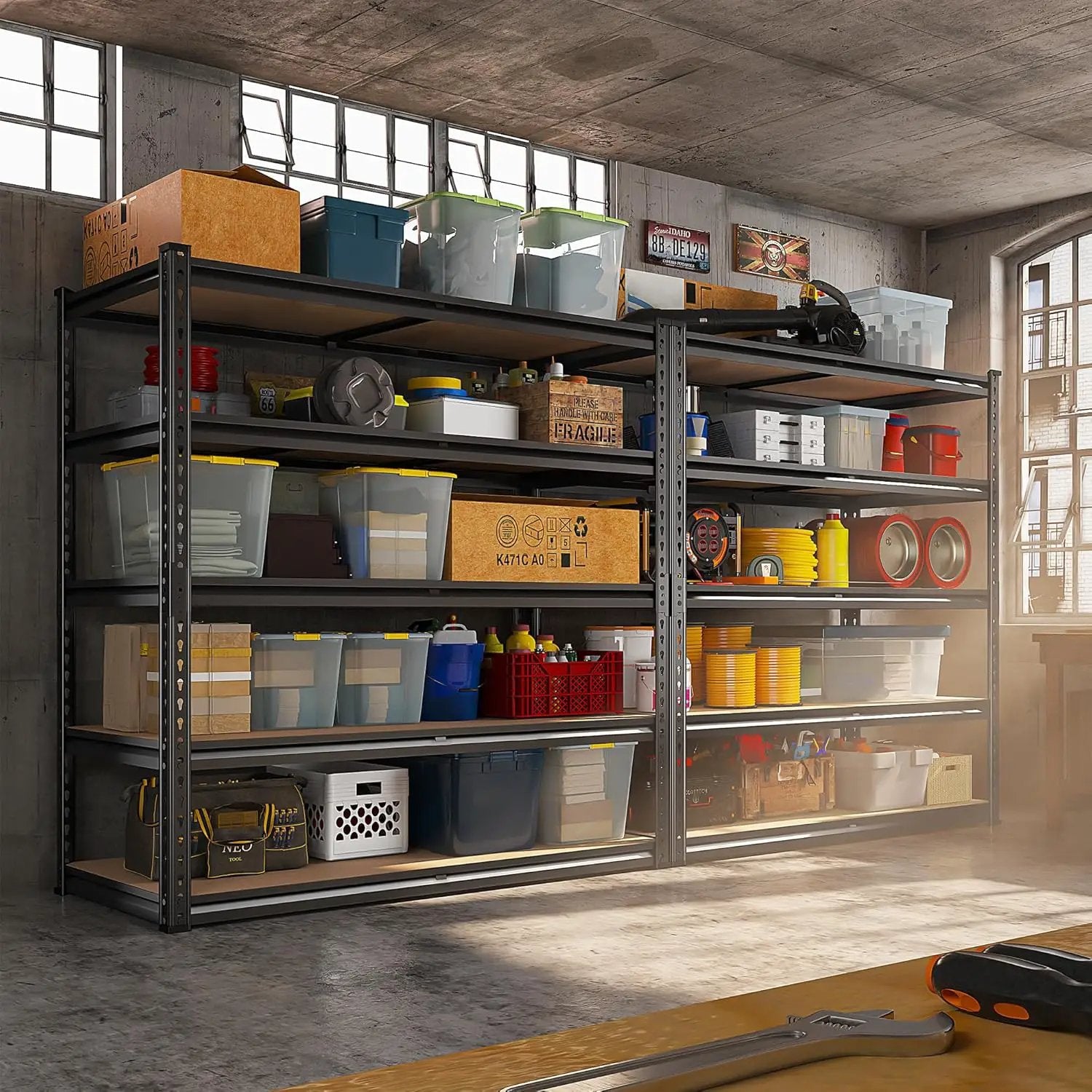 REIBII 2500LBS Garage Shelving Heavy Duty 72''H Storage Shelves 40" W Heavy Duty 5 Tier Metal Shelves Adjustable Pantry Shelf for Closet Pantry Basement Kitchen Warehouse 72" H x 40" W x 20" D, 2 Pack by GreenHaven Gardens