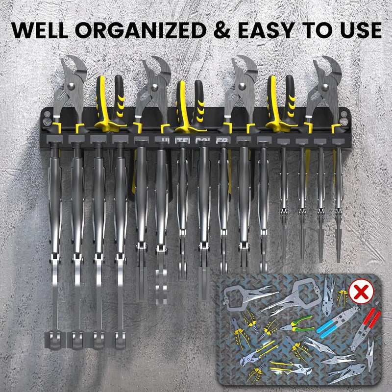UNITEDPOWER Vise Grip Holder, Wall Mount Pliers Storage Rack Organizer for Workshop, Shed, Garage, Stores up to 15 Vises or 11 Pliers by GreenHaven Gardens