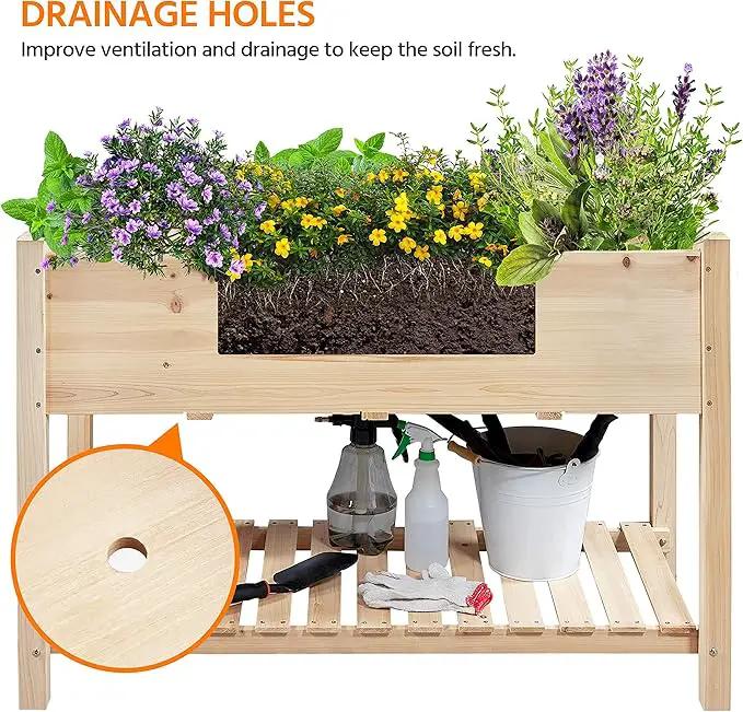 Yaheetech 47x23x32in Wooden Raised Garden Bed with Legs & Storage Shelf Horticulture Wooden Elevated Planter Box Vegetable Growing Bed for Flower/Herb/Backyard/Patio by GreenHaven Gardens
