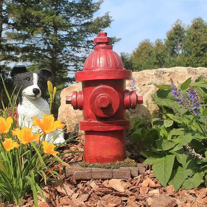 Design Toscano Dog's Second Best Friend Fire Hydrant Pee Post Indoor/Outdoor Statue, Set of Two Medium, 14 Inch Tall, Cast Stone Resin, Red Finish by GreenHaven Gardens