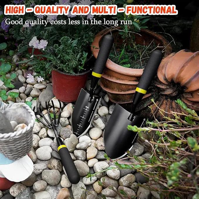 Heavy Duty Stainless Steel Garden Tool Set - Thoughtfully Crafted for Outdoor Patio Use, Perfect for Both Men and Women. Includes Gardening Trowel, Transplanting Shovel, and Hand Cultivators by GreenHaven Gardens