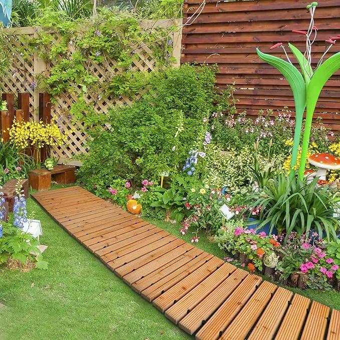 RELIANCER 8' Wooden Garden Pathway,Outdoor Roll Out Cedar Straight Walkway,Patio Path Decorative Garden Boardwalk Walkways,Weather-Resistant Roll Up Beach Wood Road Floor,Wedding Party Pathways by GreenHaven Gardens