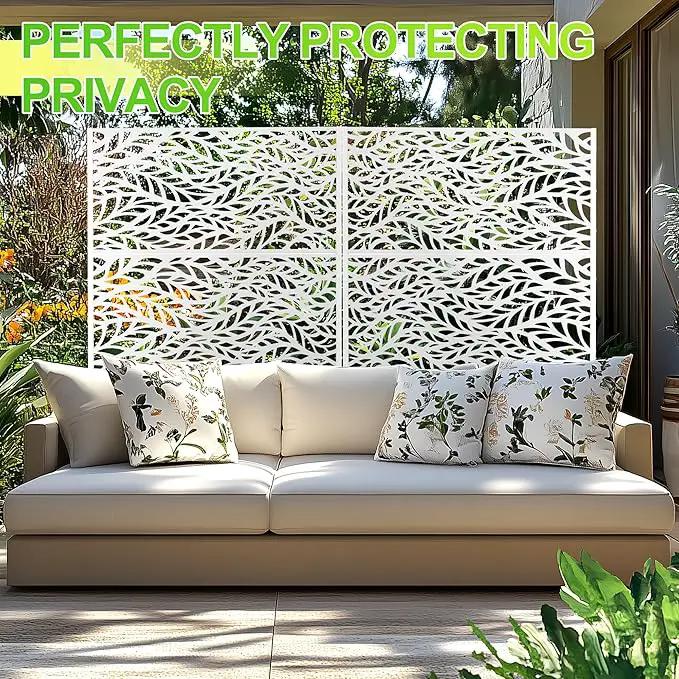 Outdoor Privacy Screen,72" H×47" W Metal Privacy Screen, Freestanding Privacy Fence Panels for Patio by GreenHaven Gardens