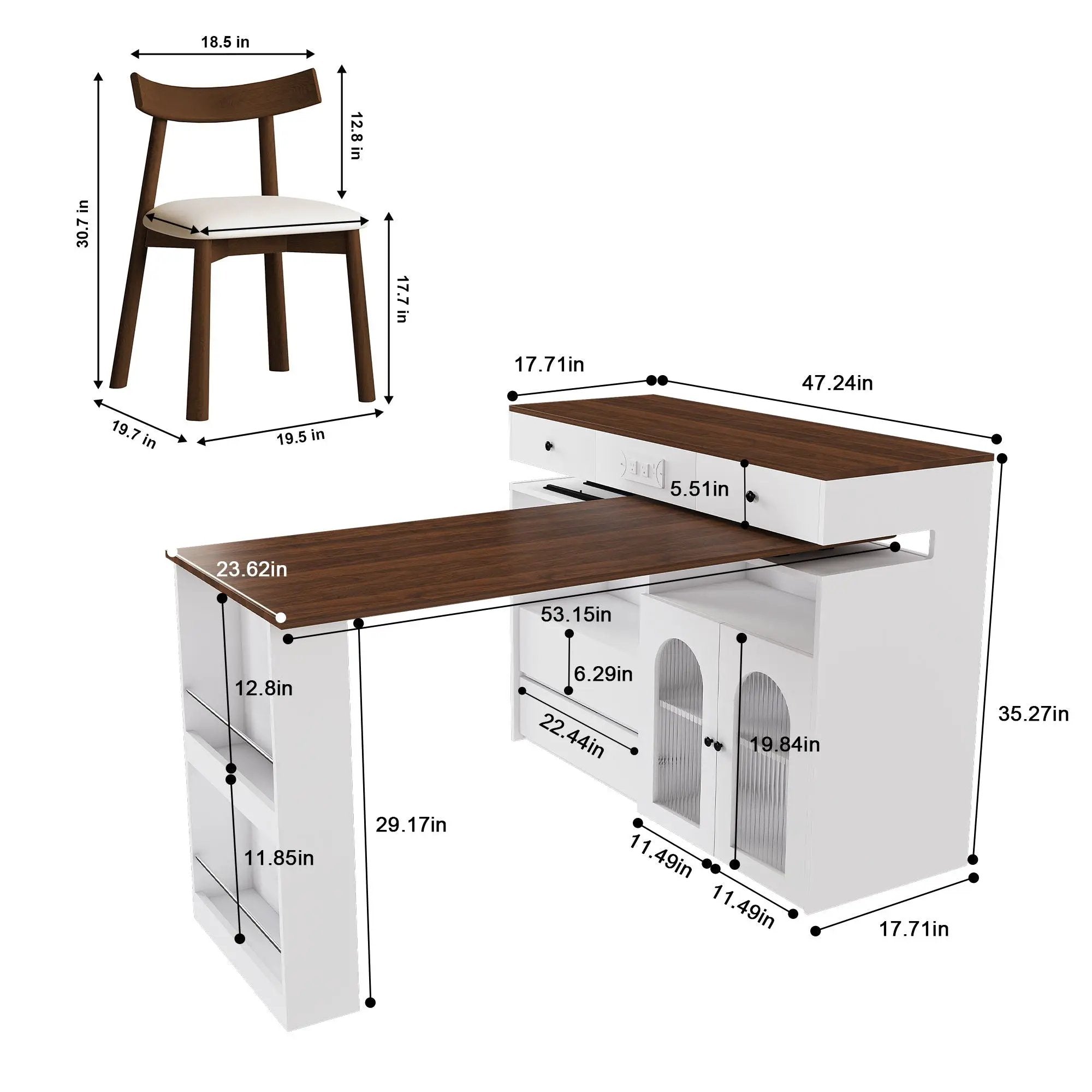 Retro Kitchen Island Set With Chairs, Extendable & Rotating Table, 4 Drawers & Door Cabinets by HouseOfZazla