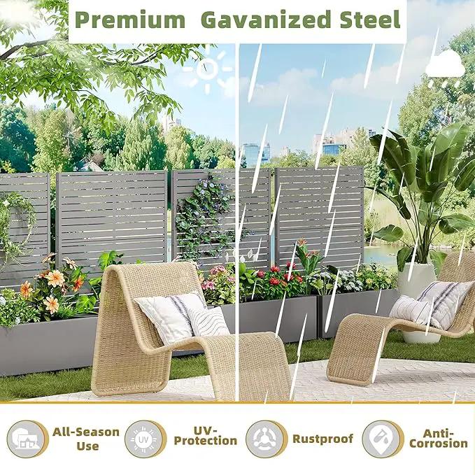 Casaphoria Metal Raised Garden Bed with Trellis and Wheels, 47"x47"x16" Planter Box for Climbing Plants, Vegetables & Vines, Features Drainage Holes and Privacy Screen (Grey-Louvered) by GreenHaven Gardens