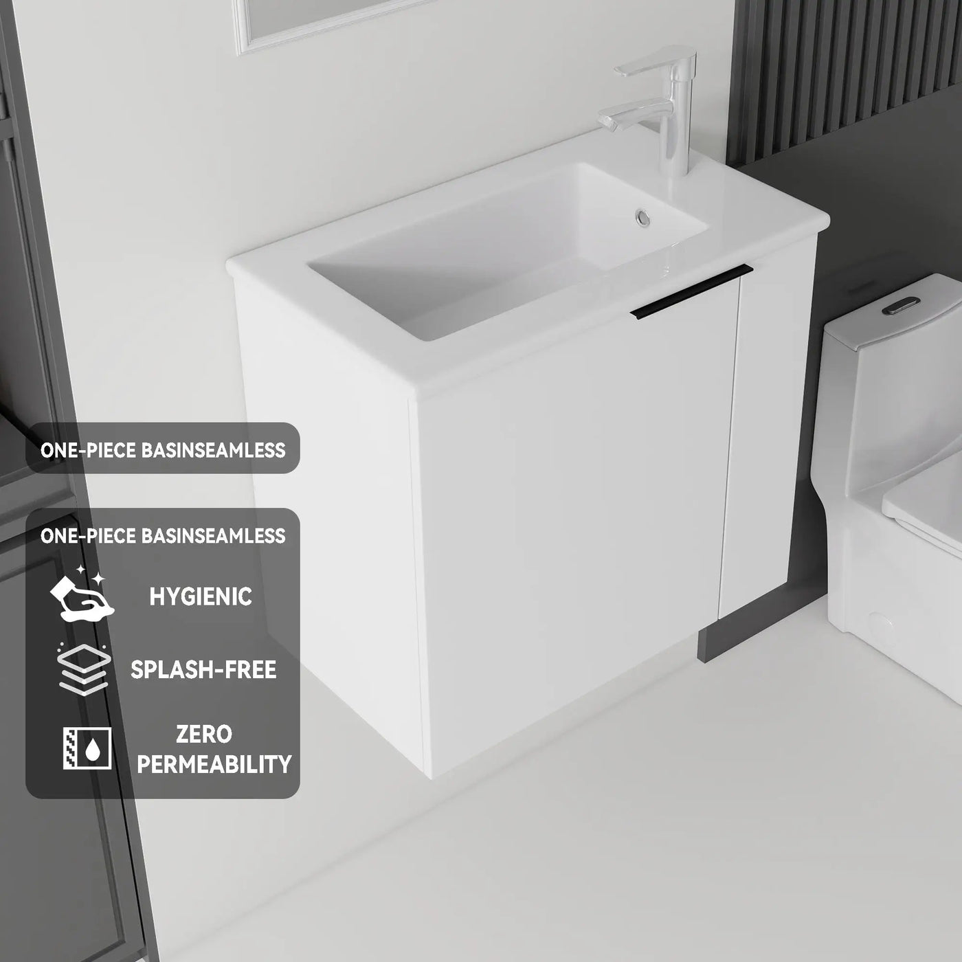 22 Inch Floating Bathroom Vanity with Sink, Soft-Close Door, Ceramic Sink, Plywood by HouseOfZazla
