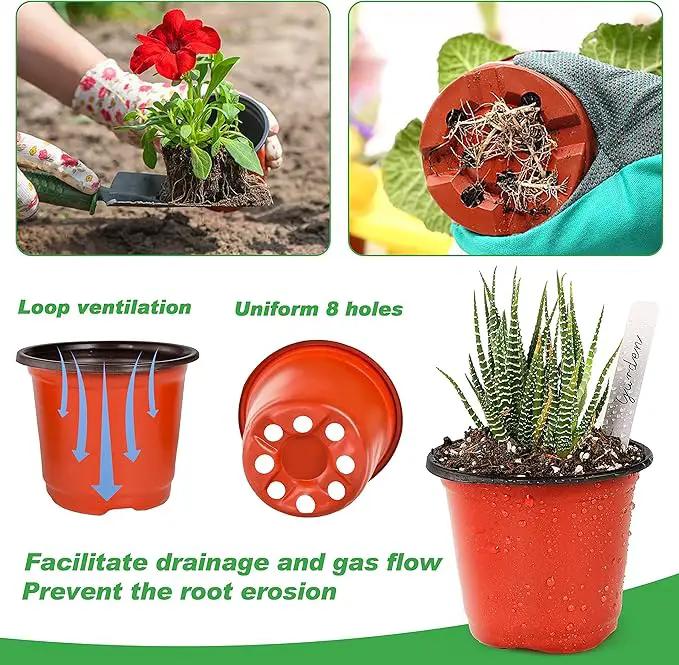 TDHDIKE 4" Small Plastic Plant Pots with 200 Red Seed Starting Pots for Indoor and Outdoor Planting by GreenHaven Gardens
