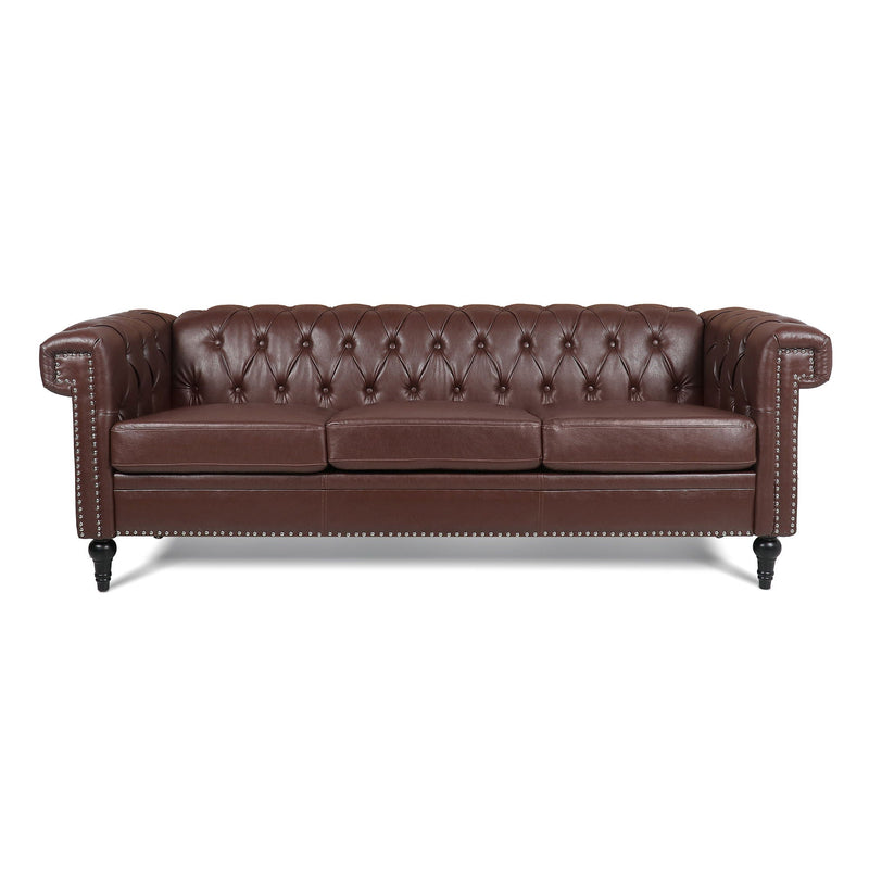 Traditional Square Arm Removable Cushion 3 Seater Sofa by Unique Piece Furniture