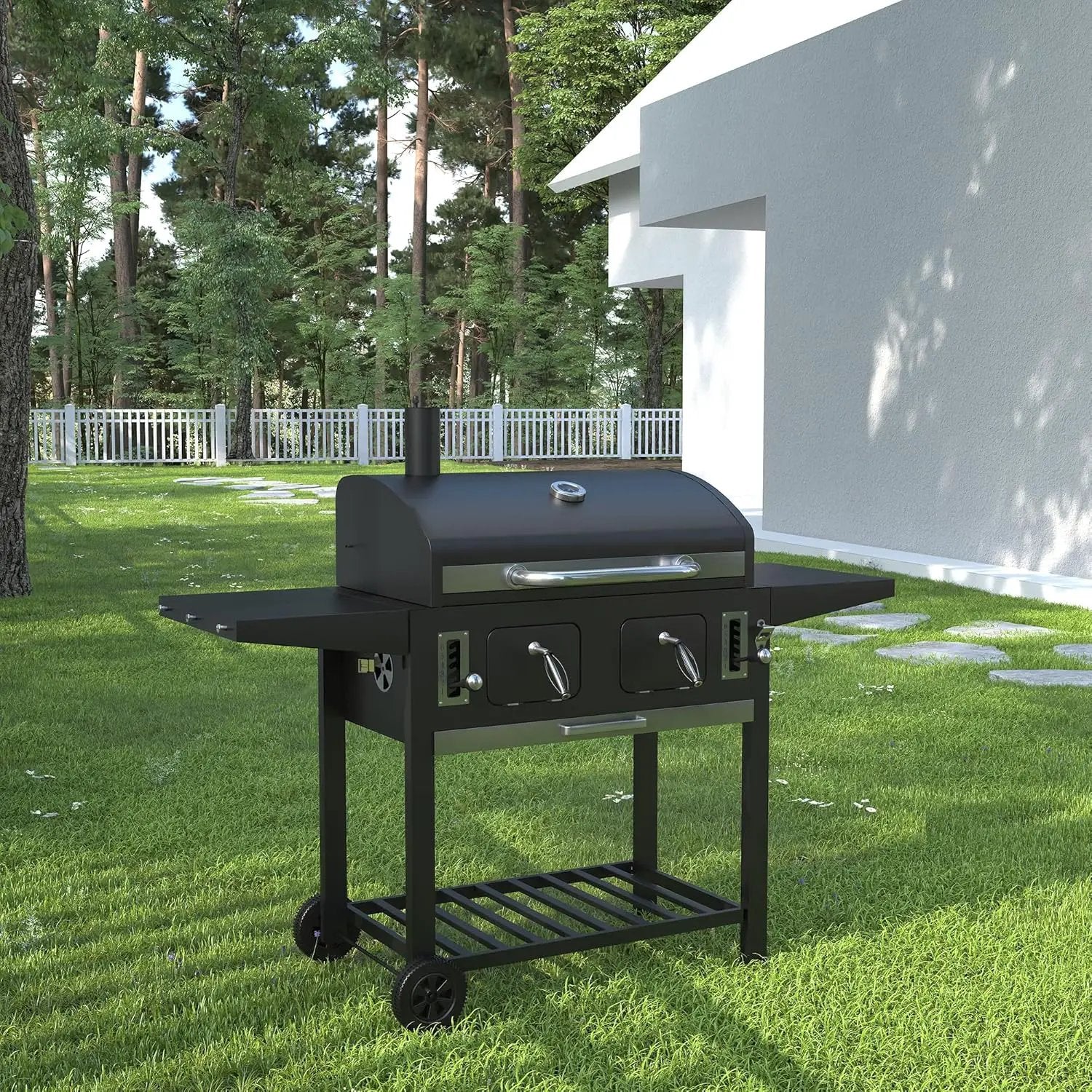 DIFY Extra Large Charcoal Grill with 589 Sq. In. Cooking Area and Foldable Side Table, Outdoor Barbecue Grill with a Liftable Charcoal Tray for Outdoor Picnic and Camping Grilling, Black by GreenHaven Gardens