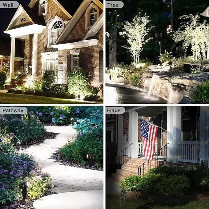Solar Spot Lights Outdoor, Solar Landscape Spotlights IP65 Waterproof 9.8ft Cable, Auto On/Off Outdoor Wall Lights for Garden Yard Driveway Porch Walkway Pool (6000K White 2 Pack) by GreenHaven Gardens