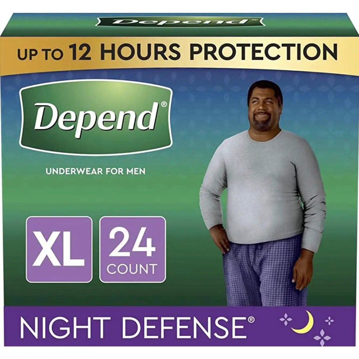 Depend Night Defense Adult Incontinence Underwear for Men, Overnight, Disposable, X-Large, 24 Count (2 Packs of 12) (Packaging May Vary) by Selzalot