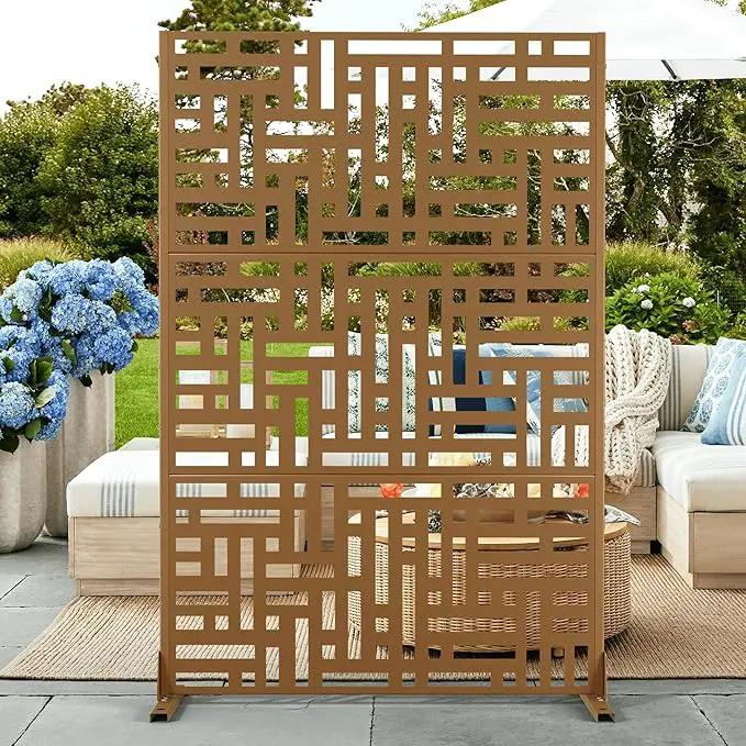 Outdoor Privacy Screen,72" H×47" W Metal Privacy Screen, Freestanding Privacy Fence Panels for Patio by GreenHaven Gardens