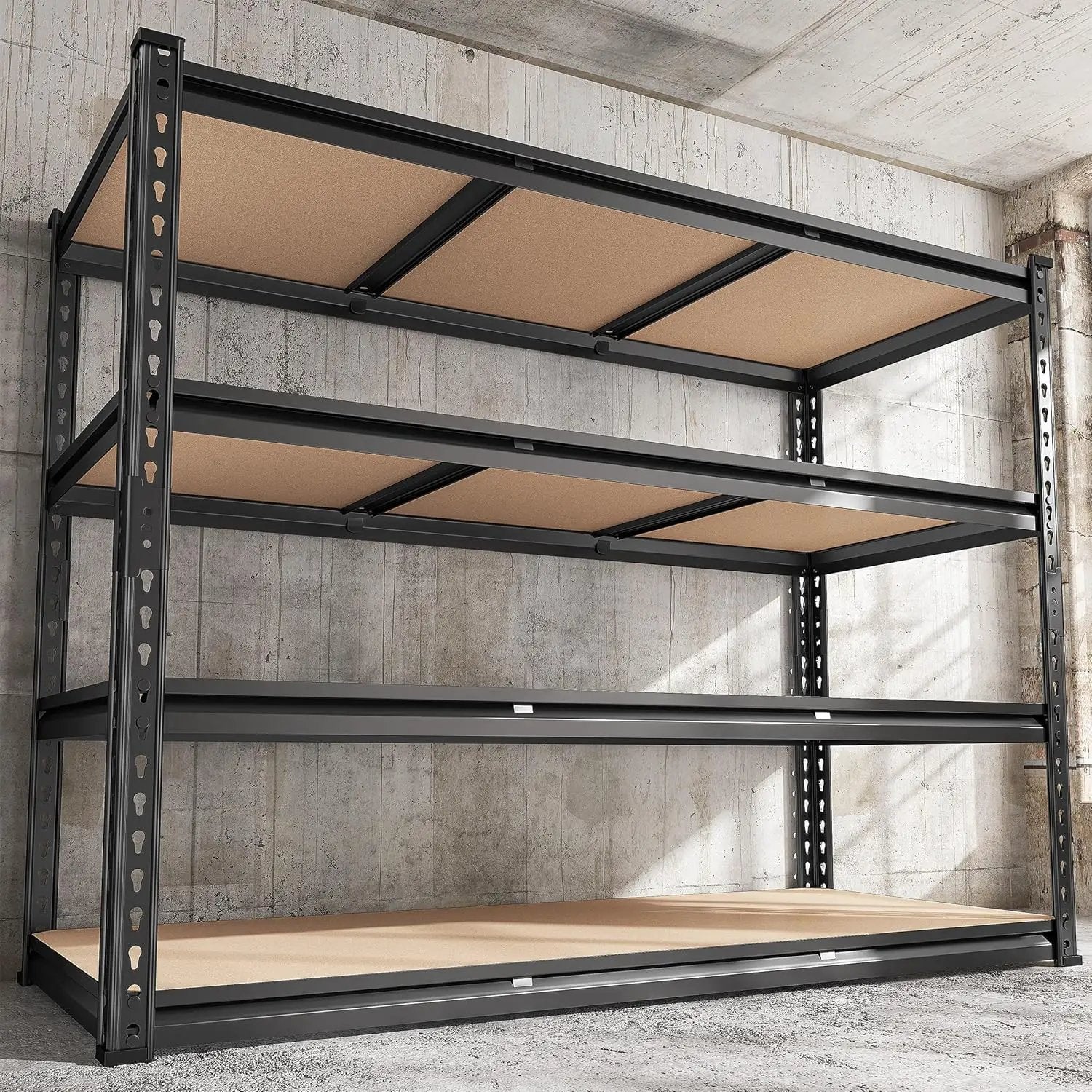 REIBII 48" W Garage Shelving Heavy Duty 2550 LBS Storage Shelves 4 Tier Heavy Duty Shelving, Adjustable Metal Shelves, Industrial Shelf for Garage, Warehouse, Pantry, 48" W x 60" H x 24" D by GreenHaven Gardens