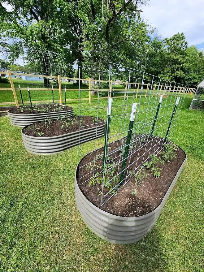 A ANLEOLIFE 8X4X1.5 ft Galvanized Raised Garden Beds Outdoor, Oval Large Metal Planter Box for Planting Vegetables Flowers Herb, Anti-Rust & Easy-Setup, Quartz Grey by GreenHaven Gardens
