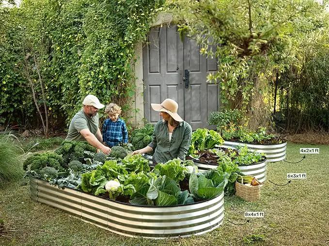 Galvanized Raised Garden Beds Outdoor // 8×4×1 ft (2-Pack) Planter Raised Beds for Gardening, Vegetables, Flowers // Large Metal Garden Box // Patented Tool-Free Design (Gray) by GreenHaven Gardens