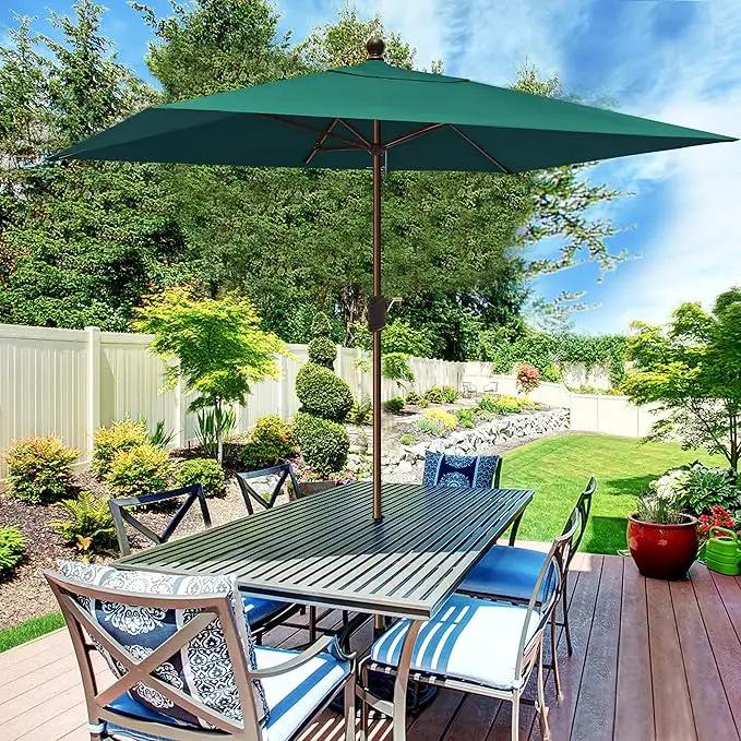 EliteShade USA 10-Year-Non-Fading 6.5x10Ft Rectangular Market Umbrella Patio Umbrella Outdoor Table Umbrella with Ventilation, Forest Green by GreenHaven Gardens