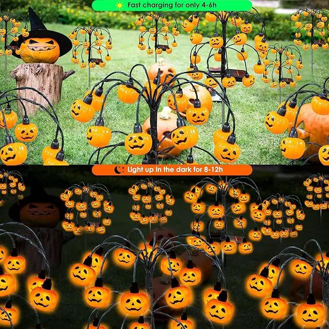 Halloween Decorations, 4 Pack 80LED Solar Halloween Pumpkin Lights Outdoor Waterproof Halloween Solar Garden Lights Swaying Firefly Lights for Yard Garden Patio Party Decor Orange by GreenHaven Gardens