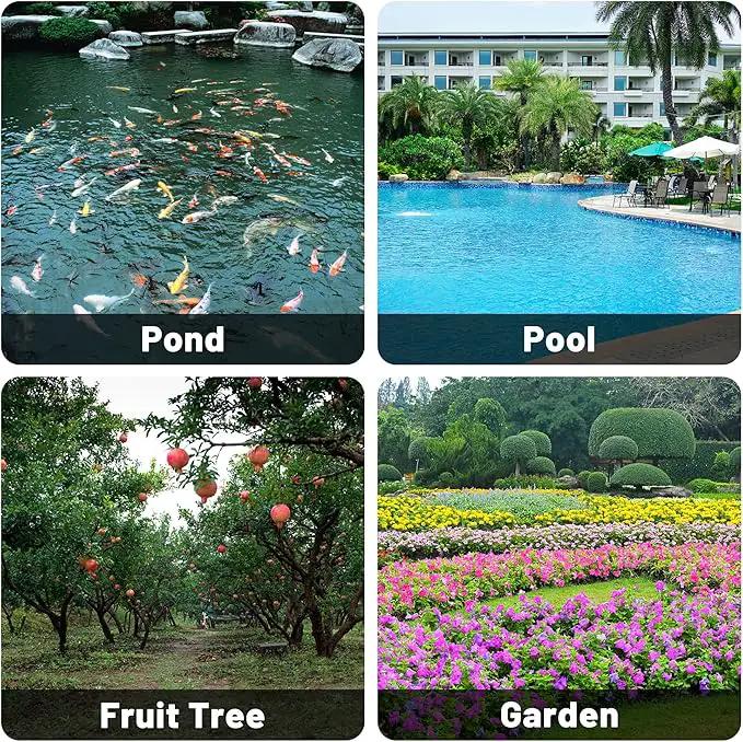 Rainleaf Pond Netting, 14' x 20' Pond Net Cover, Koi Pond Netting for Leaves, Heavy Duty Koi Pond Net Protecting Koi Fish from Herons, Stakes Included, Snare Nets by GreenHaven Gardens