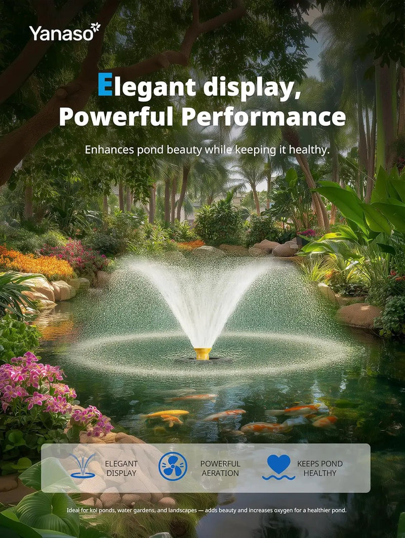 Pond Fountain Aerator, 1HP 15000 GPH Fountain Pump with Timer, 15A/110V 100FT power cord, 2 Spray Patterns, Energy-Efficient Water Circulation for Ponds & Lakes by GreenHaven Gardens