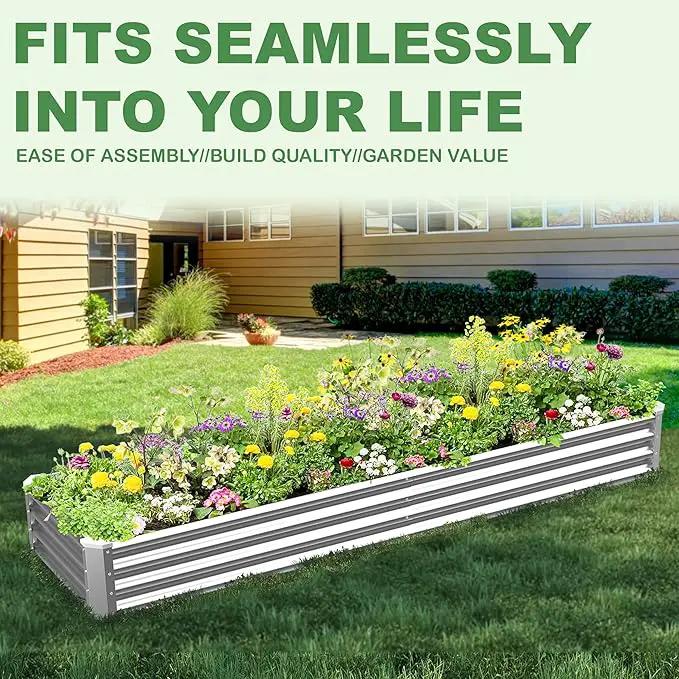 6x2x1ft(2 Pack) Galvanized Raised Garden Bed for Gardening,Metal Planter Boxes Outdoor Patio Kit Planting Bed for Vegetables Flowers Herb,Silver by GreenHaven Gardens
