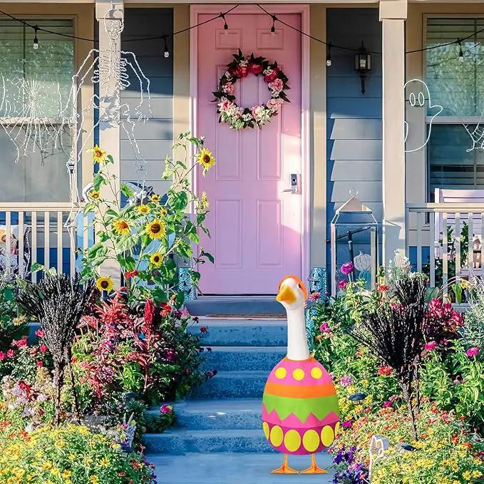 Easter Egg Goose Outfit Spring Lawn Porch Goose Clothes Easter Plastic Goose Costume for Cement Goose 23" Easter Party Outdoor Patio Yard Lawn Art Decoration by GreenHaven Gardens