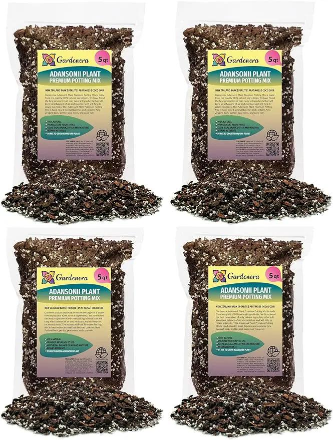 Monstera Adansonii Premium Soil Blend - 20 QT - Promote Aeration, Drainage & Nutrient Retention - (4 Bags of 5 Quart) by GreenHaven Gardens