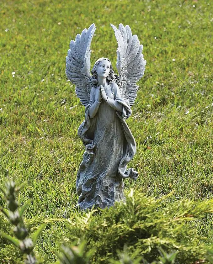 Joseph's Studio by Roman - Collection, 21" H Praying Angel W/Wings, Made from Resin, High Level of Craftsmanship and Attention to Detail, Durable and Long Lasting by GreenHaven Gardens