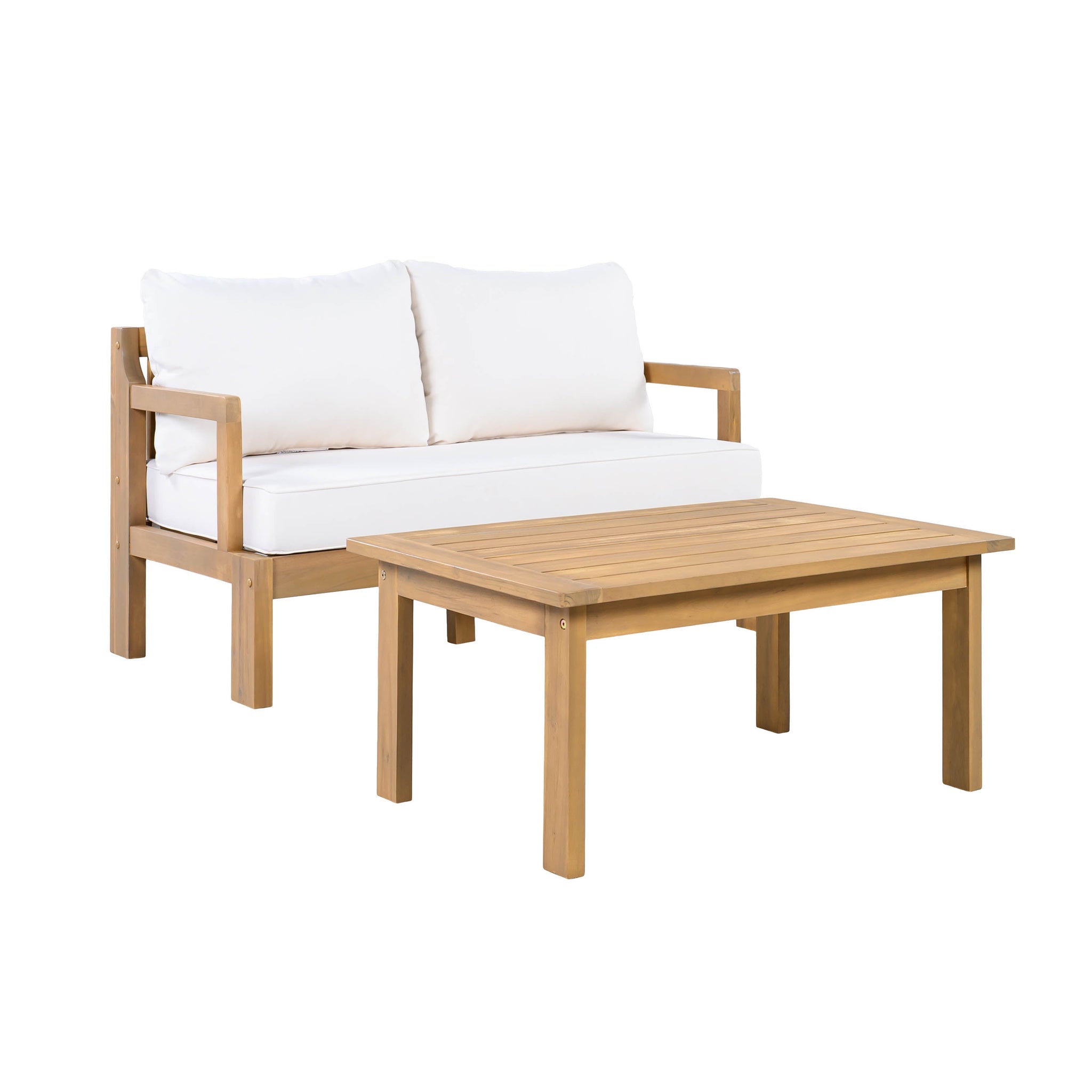 Outdoor 2-Piece Acacia Wood Patio Chat Set by HouseOfZazla