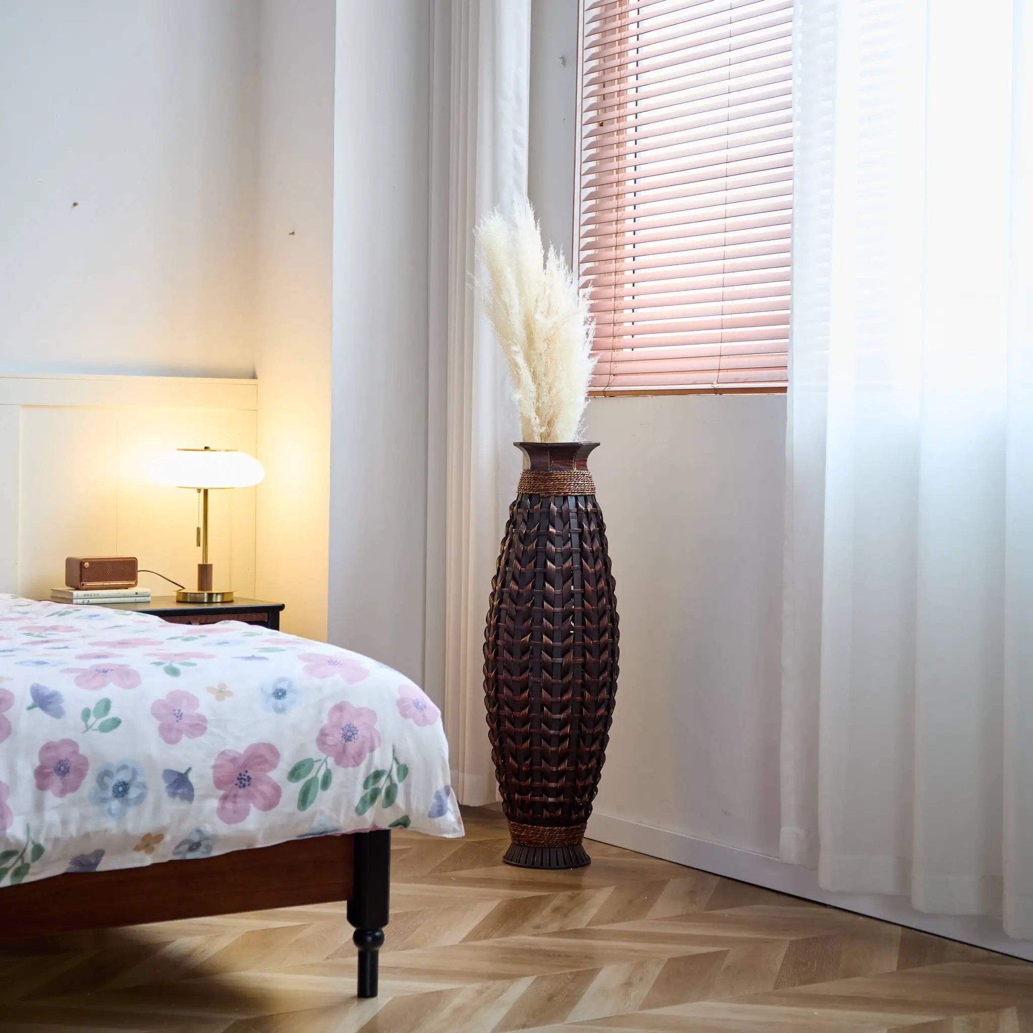 Hand Woven Bamboo Floor Vase, Decorative Accent For Living Room - Acacia Wood by Unique Piece Furniture