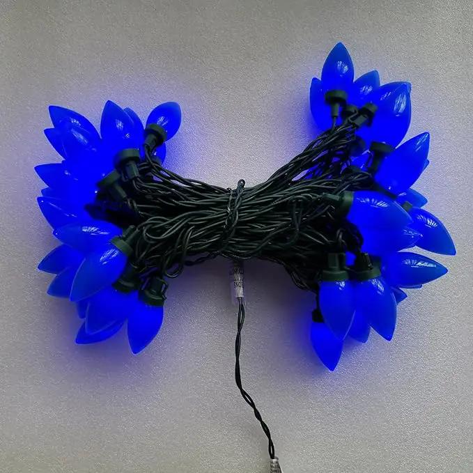 C9 Christmas Lights Outdoor 50 LED Blue Strawberry 34.5ft Waterproof Xmas String Light for Garden Yard Home Party Holiday Christmas Tree Indoor Decoration(Blue) by GreenHaven Gardens