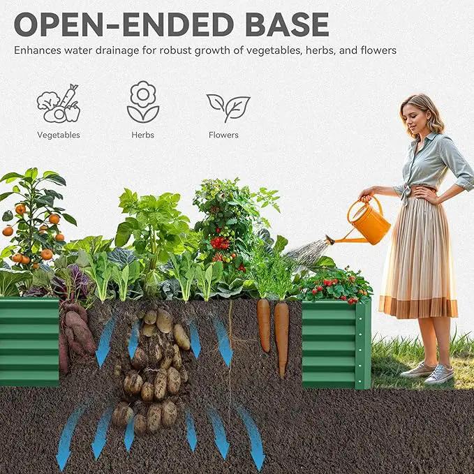 YITAHOME 6x3x1.5 2pcs Large Raised Garden Bed Kit, Galvanized Metal Planter Box with Gloves, Ground Nails, Support Rod, Outdoor Above Ground Planters for Plants Vegetables Flowers, Green by GreenHaven Gardens