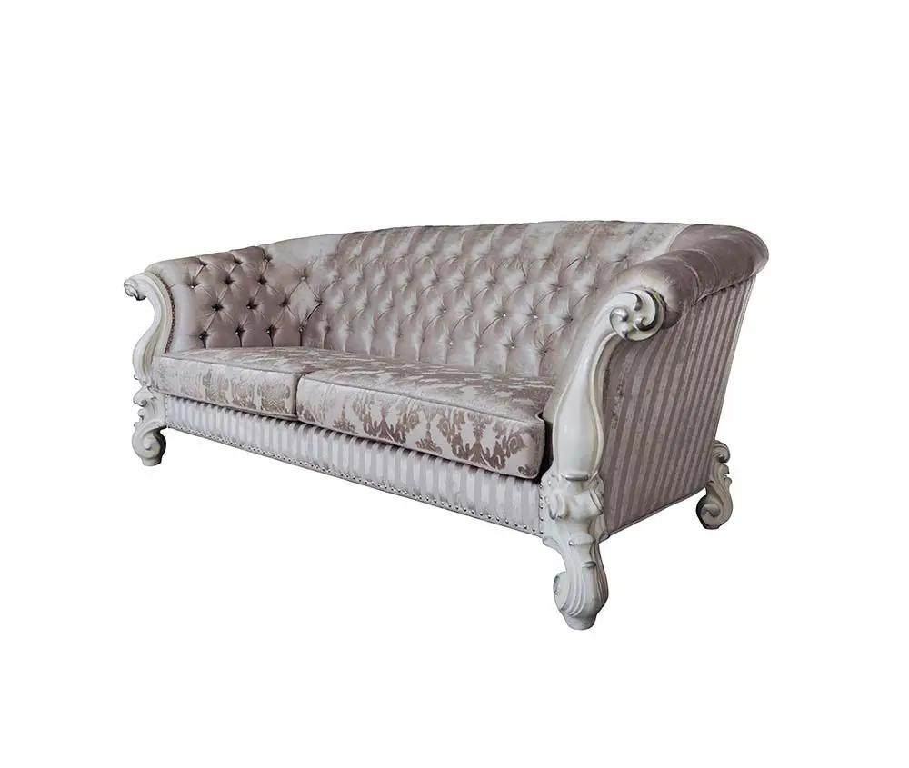 Versailles - Sofa With 7 Pillows - Ivory Fabric & Bone White by Unique Piece Furniture