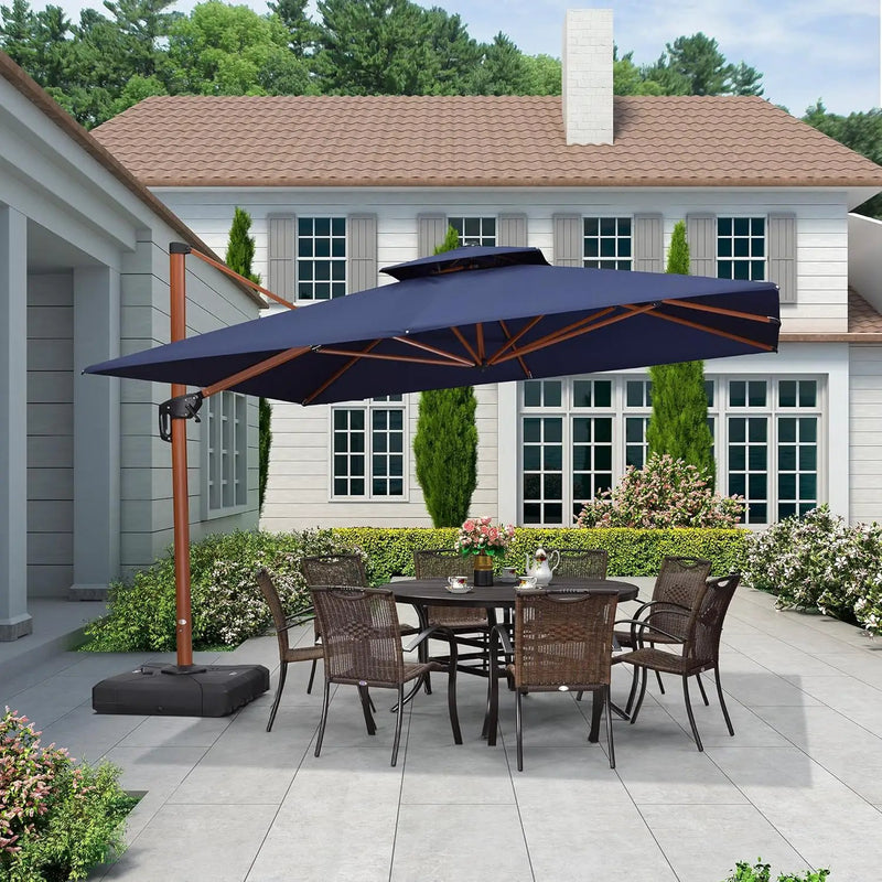 PURPLE LEAF 11ft Patio Umbrella Outdoor Square Umbrella Large Cantilever Umbrellas Windproof Offset Umbrellas Heavy Duty Sun Umbrella for Garden Deck Pool Patio, Navy Blue by GreenHaven Gardens