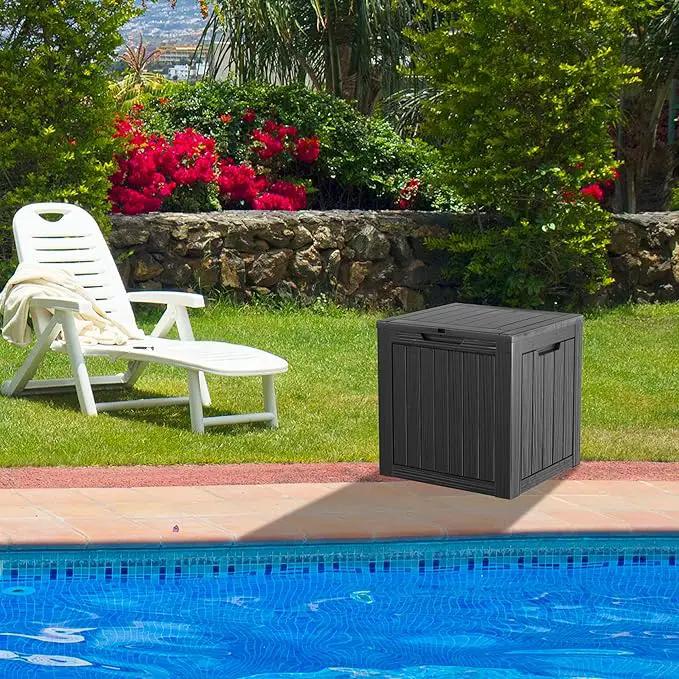 30 Gallon Waterproof Outdoor Storage Box - All-Weather Deck Box for Patio & Pool, Lockable Resin Patio Deck Box with UV Protection, Matte Black by GreenHaven Gardens